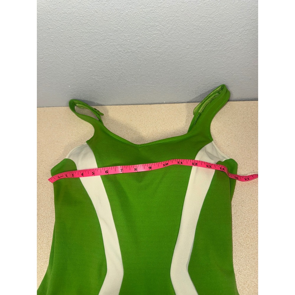 Green and White One-Piece Swim Suit - Picture 5 of 6